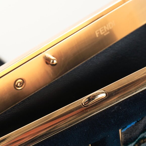 Fendi First Small Blue Tappetino Velvet Clutch - Picture 10 of 15